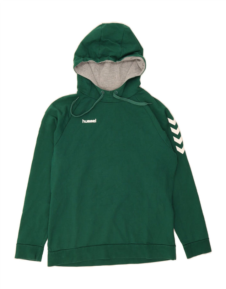 HUMMEL Mens Graphic Hoodie Jumper Medium Green Cotton Vintage Hummel and Second-Hand Hummel from Messina Hembry 