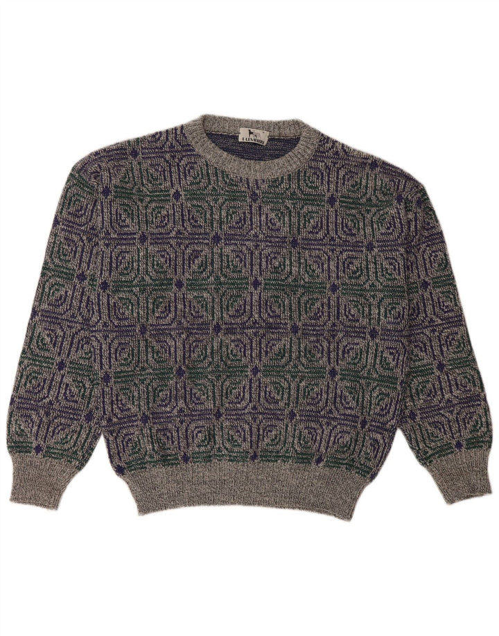 I LEVRIERI muški džemper s okruglim izrezom srednje sivi geometrijski poliakril