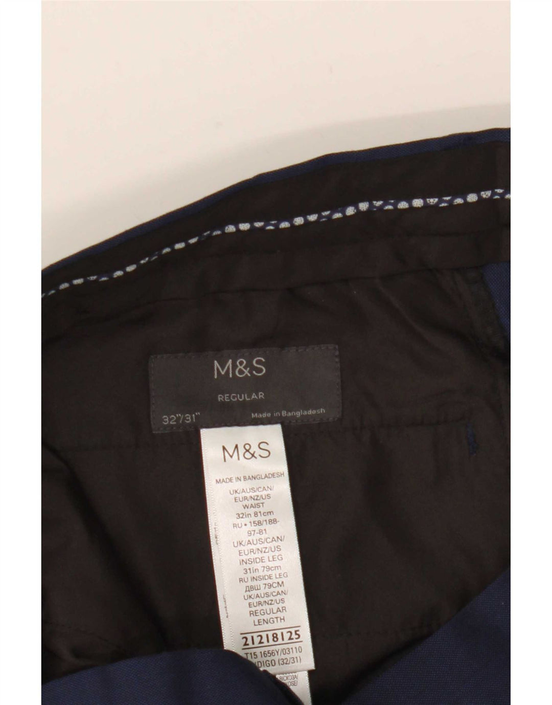 Marks & Spencer muške hlače ravnog odijela W32 L31 tamnoplavi poliester