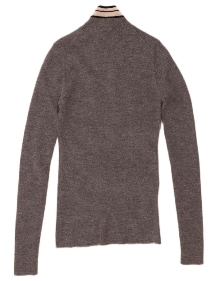 PEUTEREY Womens Turtle Neck Jumper Sweater UK 12 Medium Grey Wool