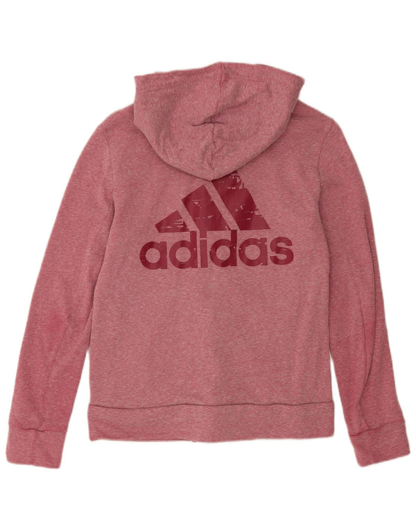 Adidas ženski džemper s kapuljačom s grafičkim patentnim zatvaračem UK 14 srednje ružičasto s pjegama