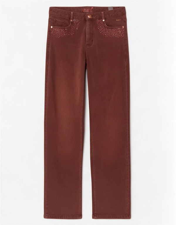 Marks & Spencer ženske ravne ležerne hlače UK 10 male W28 L27 smeđe