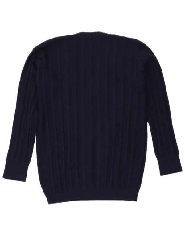 VINTAGE ženski džemper s V-izrezom UK 16 Veliki tamnoplavi