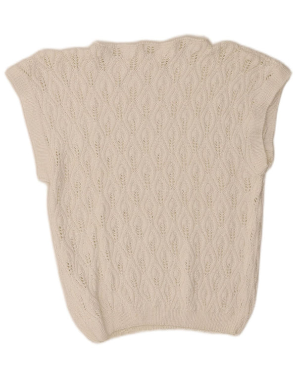 Vintage ženski prsluk bez rukava UK 10 Small White