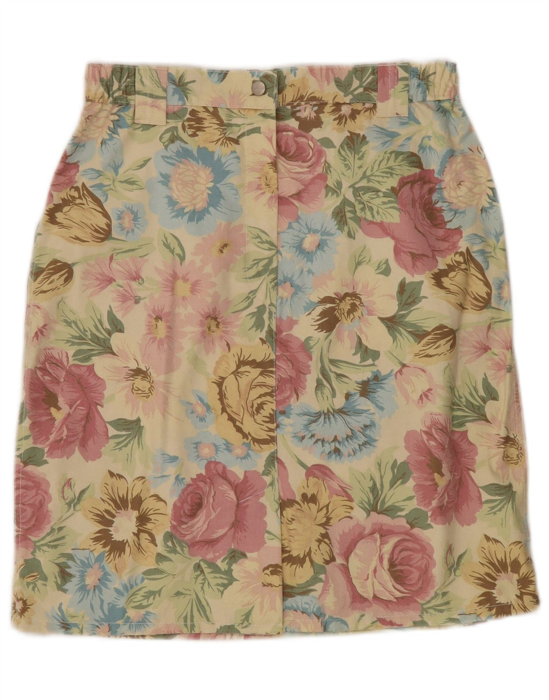 VINTAGE ženska ravna suknja visokog struka W30 srednje žuta cvjetna