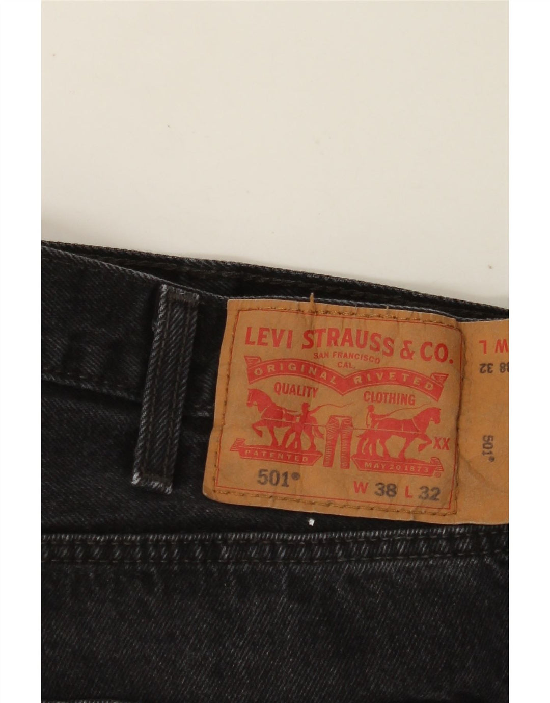 LEVI'S muške 501 ravne traperice W38 L32 crni pamuk