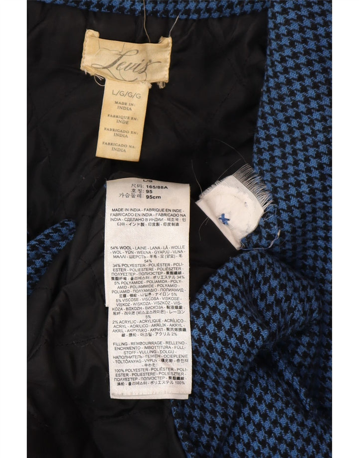 LEVI'S ženski kaput s dvorednim kopčanjem UK 16 Large Blue Houndstooth Wool