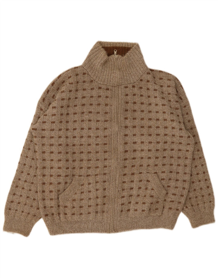 Vintage muški kardigan pulover XL smeđe na točkice