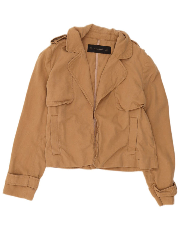 Zara ženska otvorena prevelika vojna jakna UK 10 Small Beige Lyocell