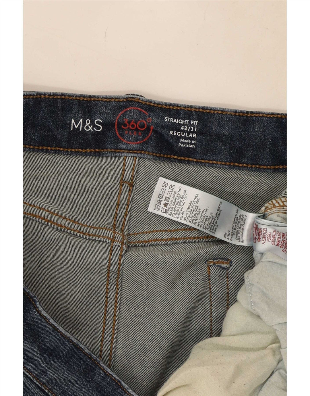 Marks & Spencer muške obične ravne traperice W42 L31 tamnoplavi pamuk
