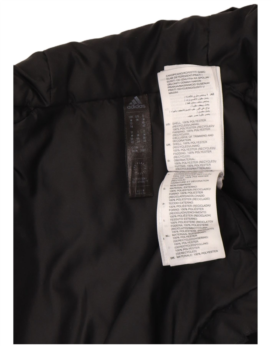 Adidas ženska podstavljena jakna s kapuljačom UK 12/14 srednji crni poliester