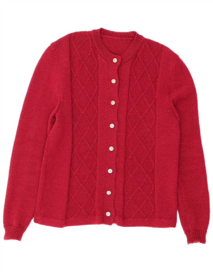 VINTAGE ženski kardigan pulover UK 14 srednje crvene boje