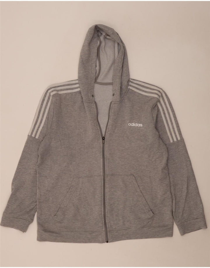 Adidas muški pulover s kapuljačom s patentnim zatvaračem XL sivi poliester