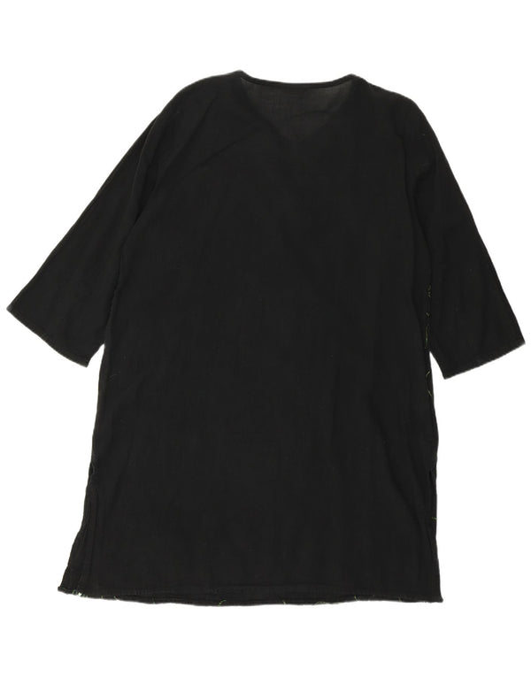 VINTAGE ženska haljina-tunika 3/4 rukava UK 18 XL crna cvjetna