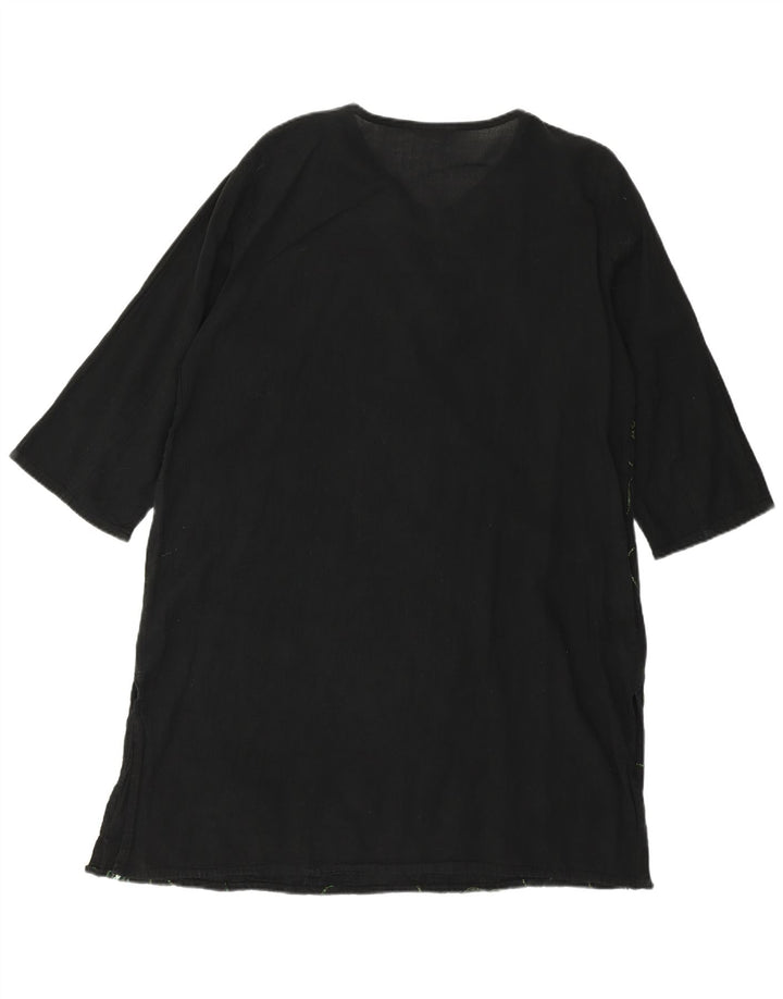 VINTAGE ženska haljina-tunika 3/4 rukava UK 18 XL crna cvjetna