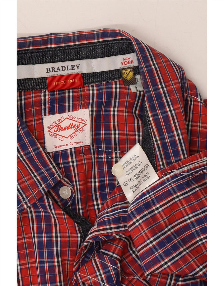 VINTAGE Mens Short Sleeve Shirt Large Red Check Cotton Vintage Vintage and Second-Hand Vintage from Messina Hembry 