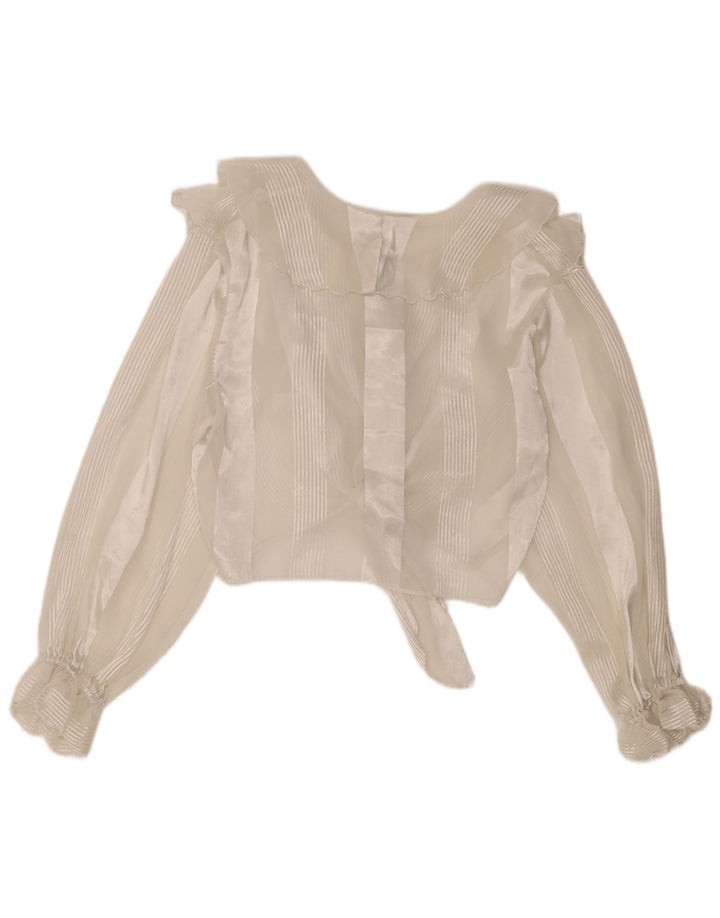 Vintage ženski prozirni crop top UK 10 srednje bijele pruge