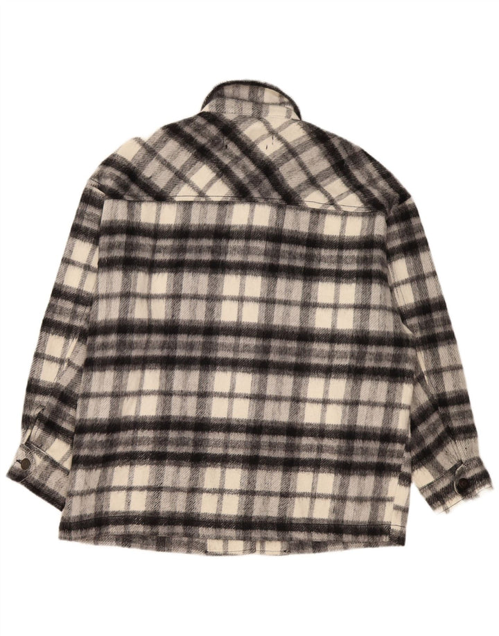 Zara ženska prevelika majica s flanelskom majicom UK 10, mali sivi karirani