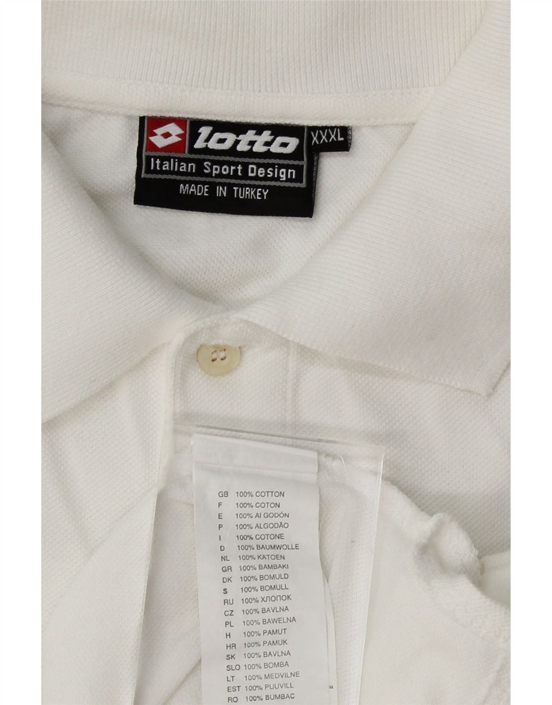 LOTTO Mens Polo Shirt 3XL White Cotton Vintage Lotto and Second-Hand Lotto from Messina Hembry 