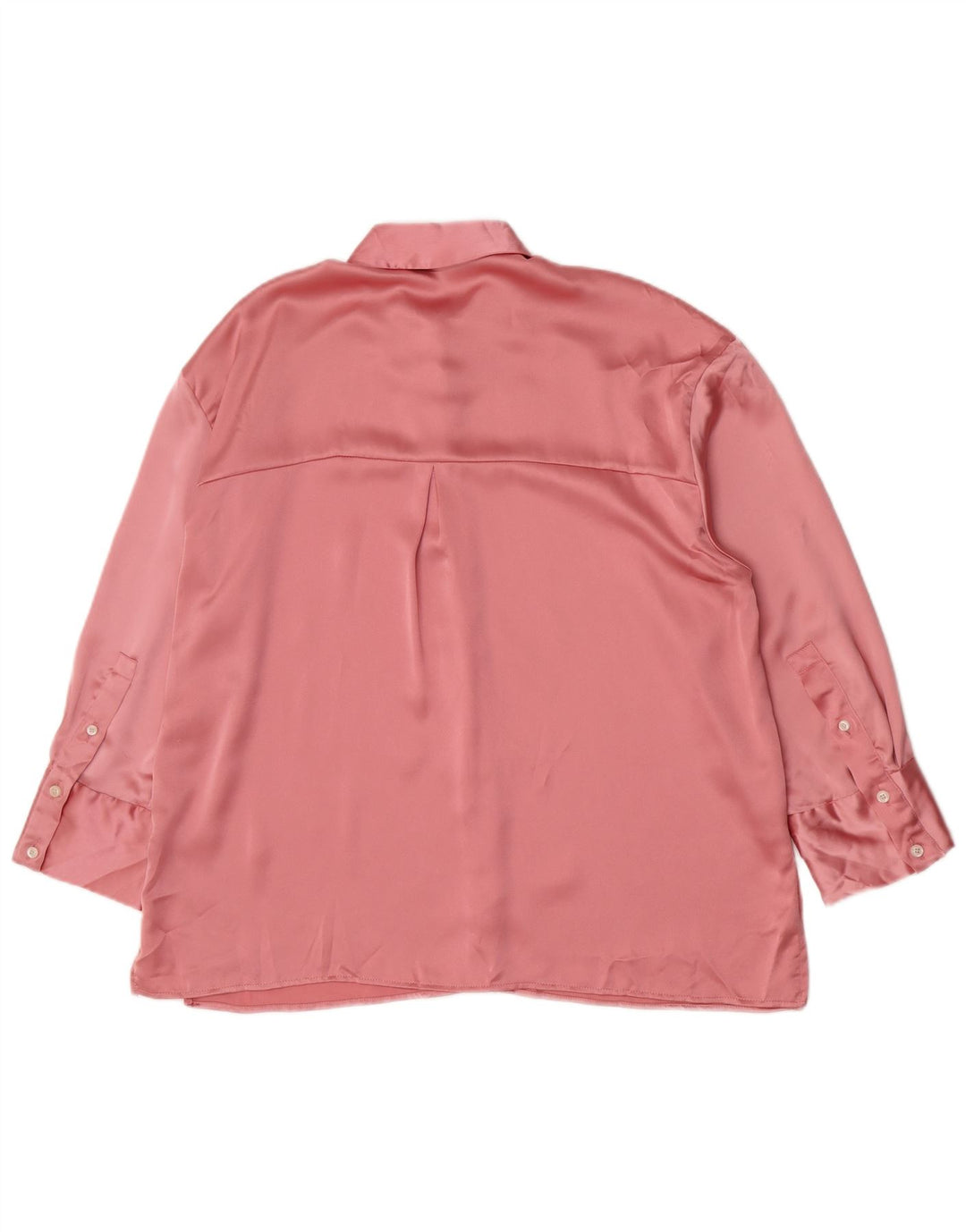 Zara ženska prevelika košulja bluza UK 14 srednje ružičasti poliester