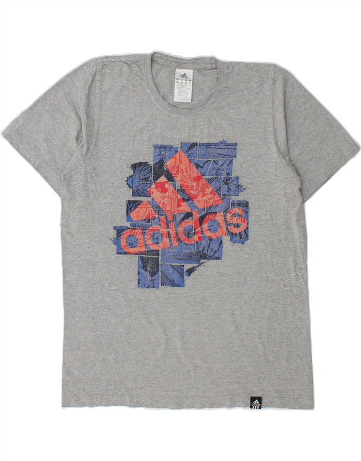 ADIDAS Mens Graphic T-Shirt Top Small Grey Cotton Vintage Adidas and Second-Hand Adidas from Messina Hembry 