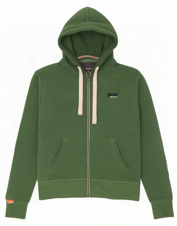 Superdry muški pulover s kapuljačom na patentni zatvarač Srednje zeleni pjegavi poliester