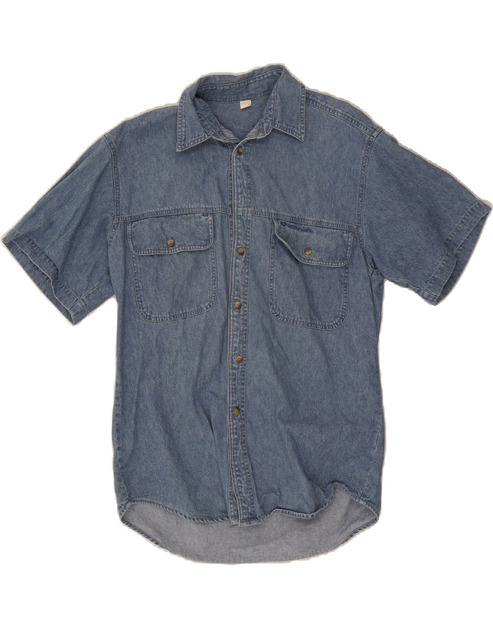 DECATHLON Mens Short Sleeve Denim Shirt Small Blue Cotton Vintage Decathlon and Second-Hand Decathlon from Messina Hembry 