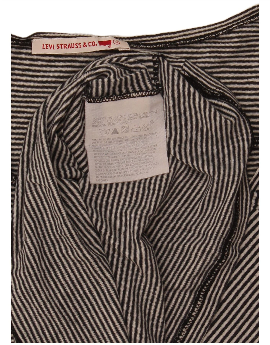 Levi's ženska majica dugih rukava UK 14 srednje crne pruge od pamuka