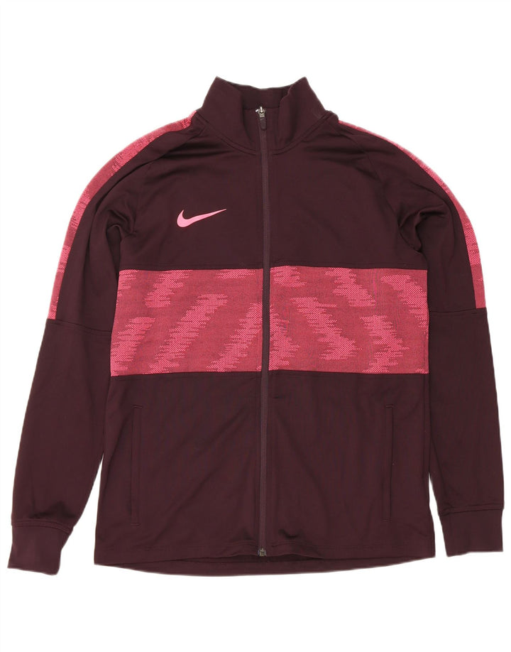 Nike Dri Fit trenirka, gornja jakna srednje kestenjaste boje, geometrijski poliester