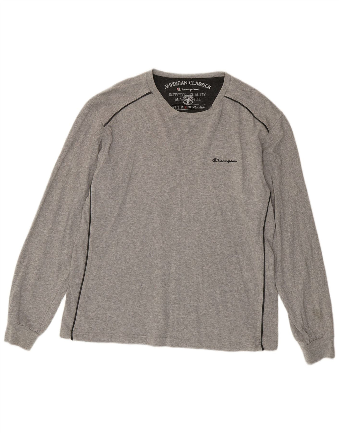 CHAMPION Muška majica dugih rukava Veliki sivi pamuk