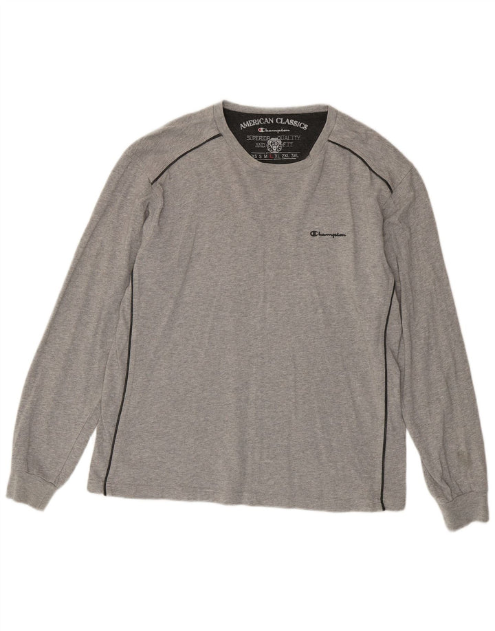 CHAMPION Muška majica dugih rukava Veliki sivi pamuk
