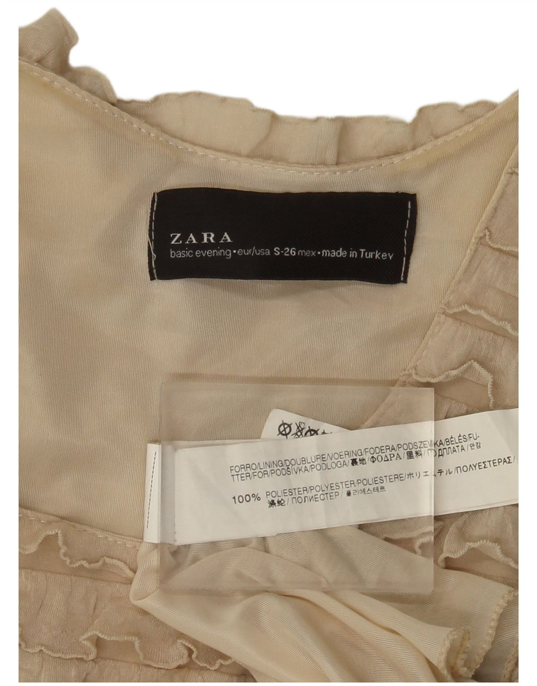 Zara ženska višeslojna haljina bez rukava UK 8 Mala bež poliester