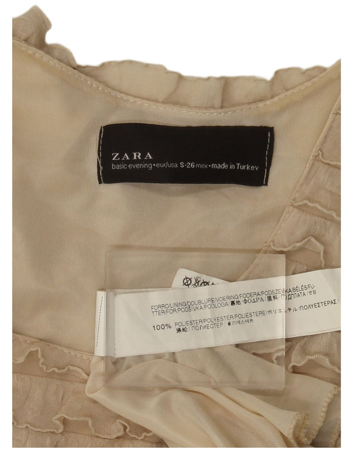 Zara ženska višeslojna haljina bez rukava UK 8 Mala bež poliester