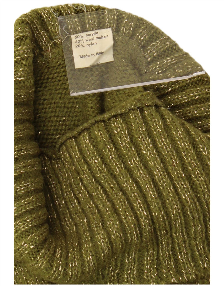 VINTAGE ženski pulover s rol izrezom UK 16 Akril s velikim zelenim pjegama