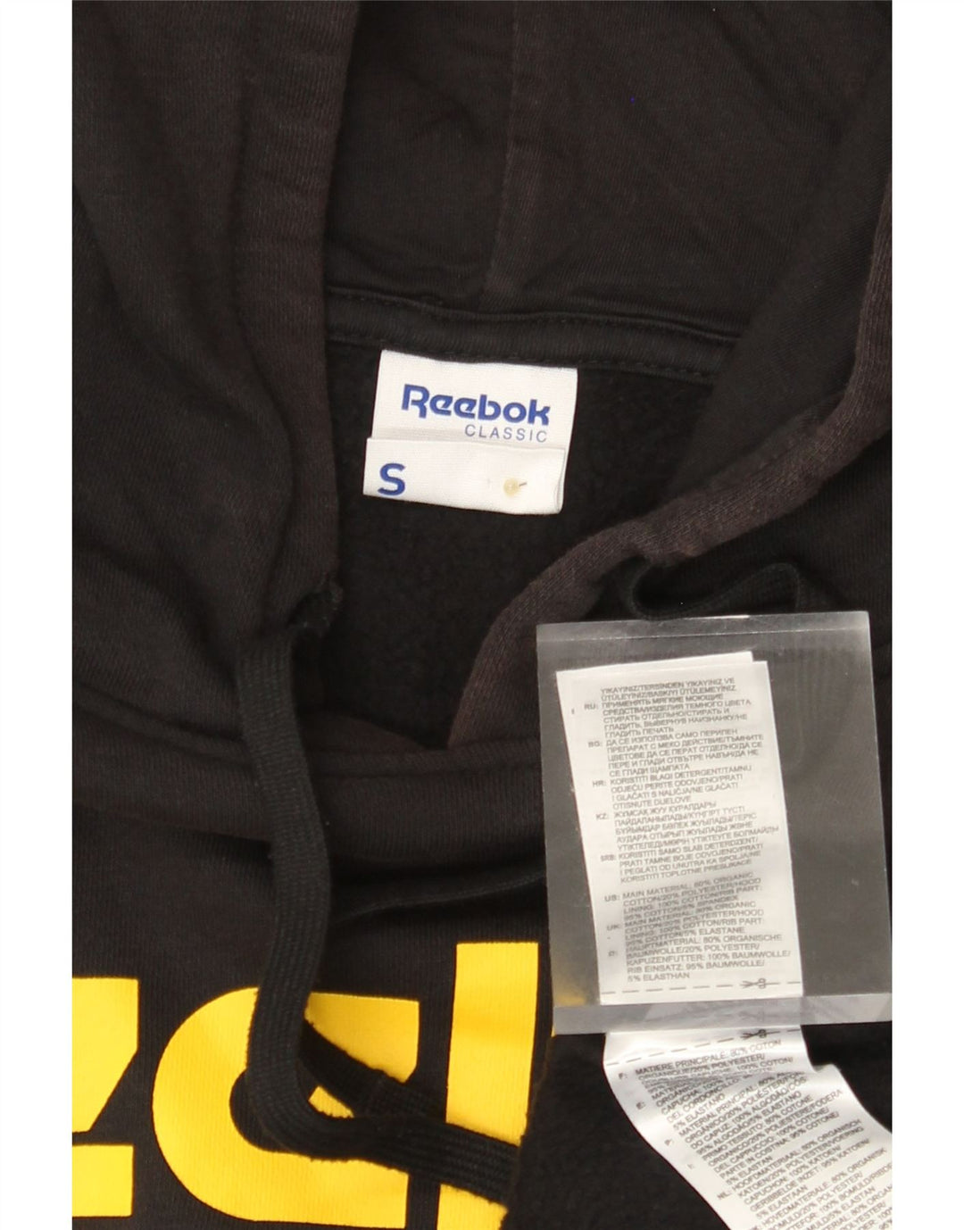 REEBOK muška klasična majica s kapuljačom s kapuljačom, mali crni pamuk u blokovima boja