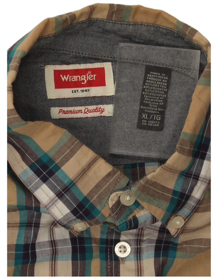 Wrangler muška majica kratkih rukava XL bež karirani pamuk