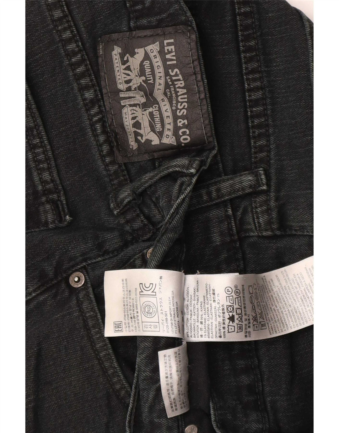 Levi's muške ravne traperice W34 L30 crni pamuk