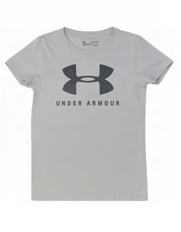 Under Armour Womens Heat Gear Oversized Graphic T-Shirt Top UK 6 XS Blue