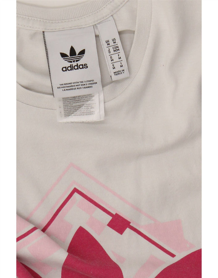 Ženska majica kratkih rukava Adidas s grafičkim motivima UK 14 Srednje bijeli pamuk