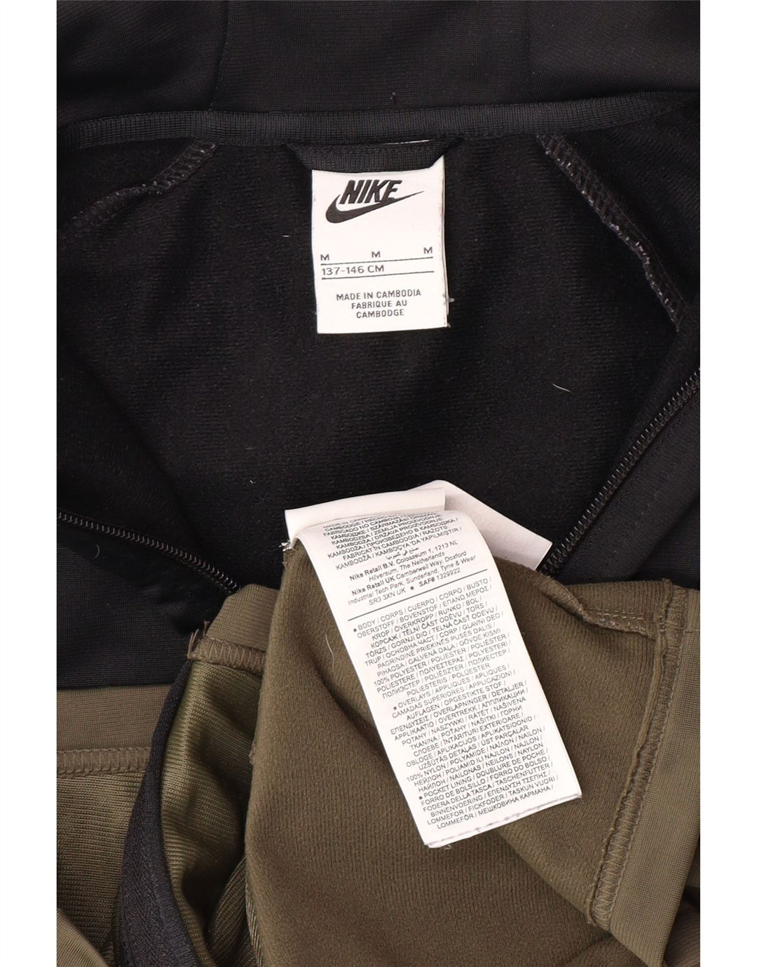 NIKE pulover s kapuljačom na patentni zatvarač za djevojčice 10-11 godina srednje boje kaki