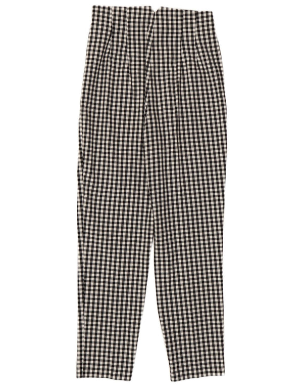Zara ženske sužene ležerne hlače visokog struka, male W26 L27, crni gingham