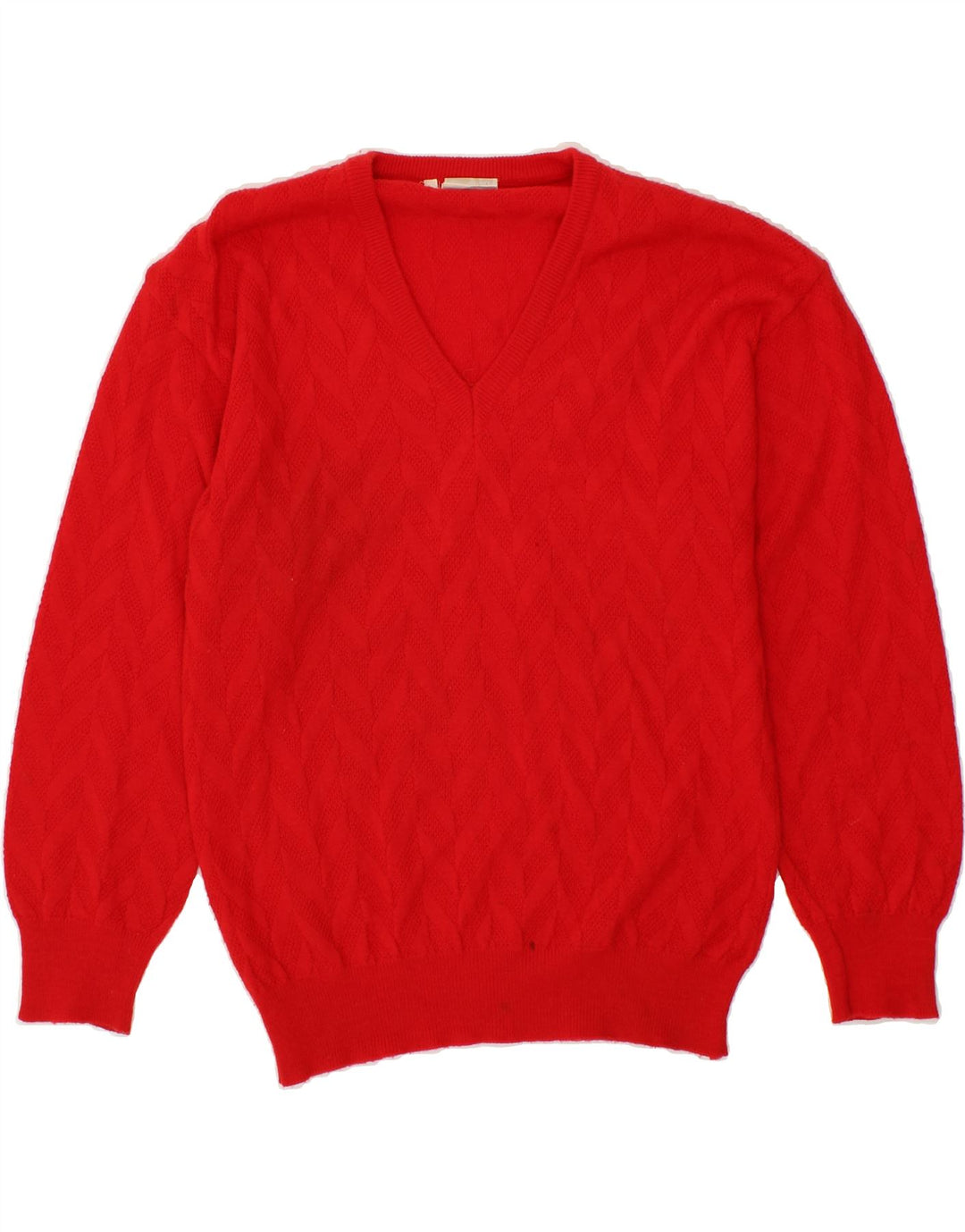VINTAGE Womens V-Neck Jumper Sweater IT 48 XL Red Wool Vintage Vintage and Second-Hand Vintage from Messina Hembry 