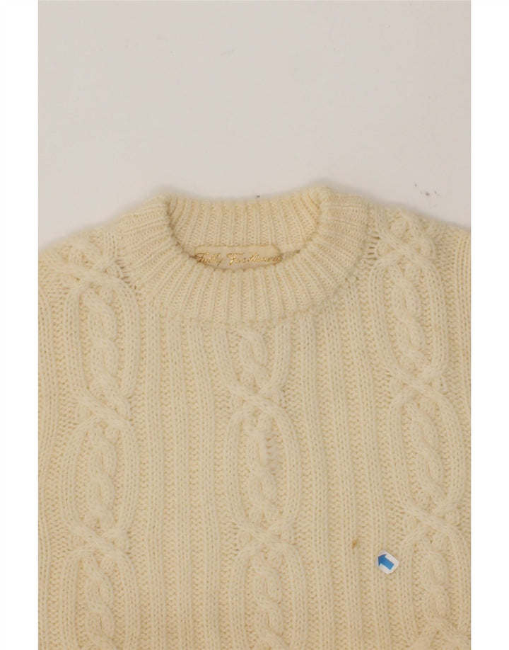 VINTAGE Womens Crew Neck Jumper Sweater IT 44 Medium Off White Wool Vintage Vintage and Second-Hand Vintage from Messina Hembry 