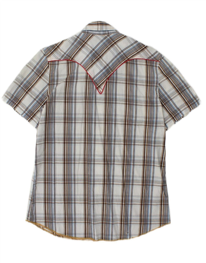 ENERGIE Mens Short Sleeve Shirt Medium Blue Check