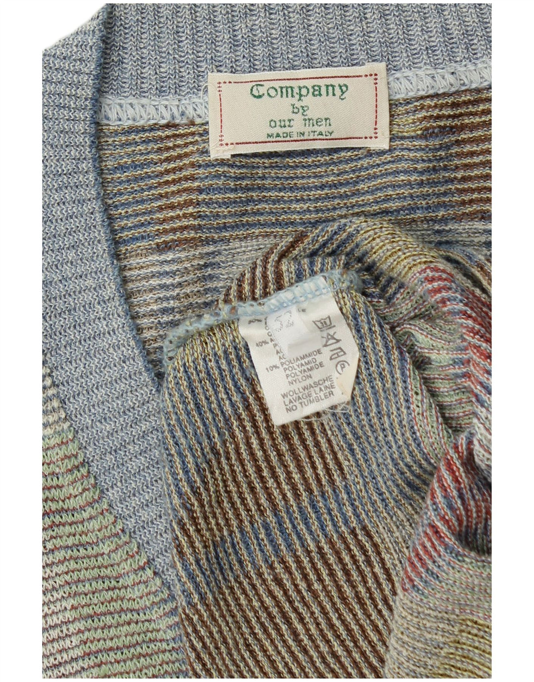 VINTAGE muški džemper s V-izrezom IT 52 Veliki višebojni geometrijski