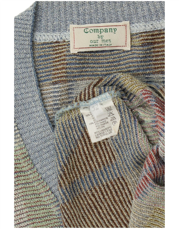 VINTAGE muški džemper s V-izrezom IT 52 Veliki višebojni geometrijski