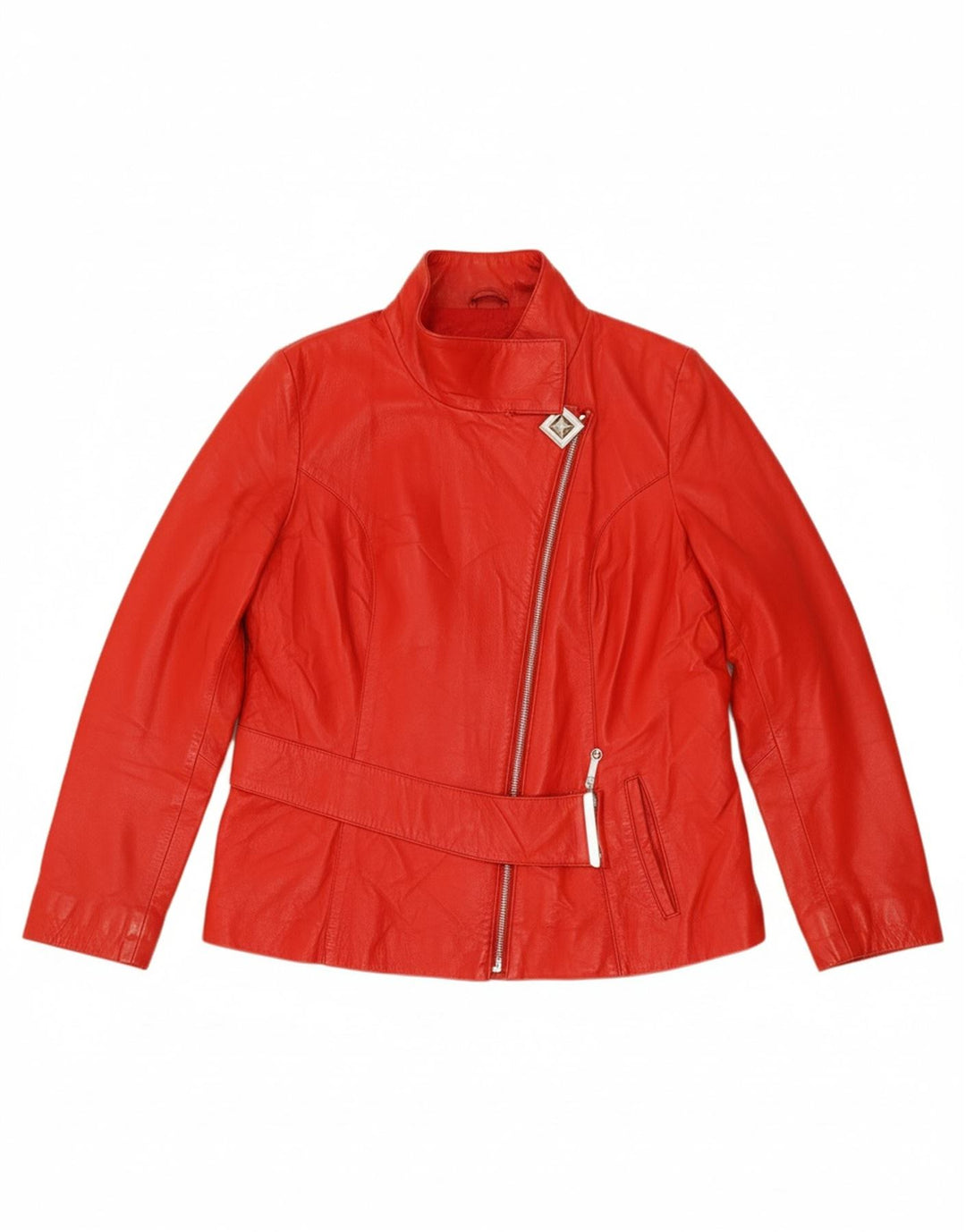 VINTAGE Womens Leather Jacket IT 44 Medium Red Leather