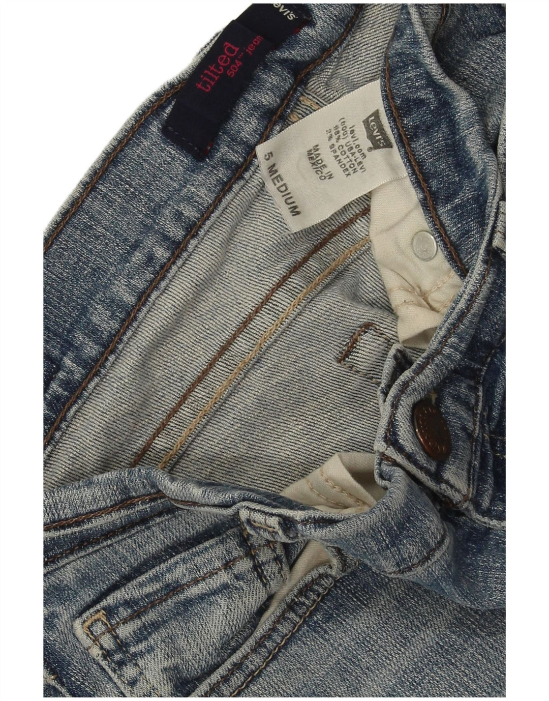 LEVI'S ženske 504 nagnute ravne traperice US 5 srednje W28 L31 plavi pamuk