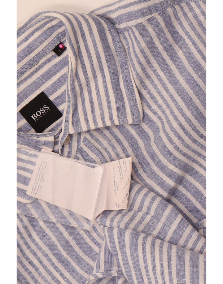 Hugo Boss Muška košulja Large Blue Pinstripe Lan
