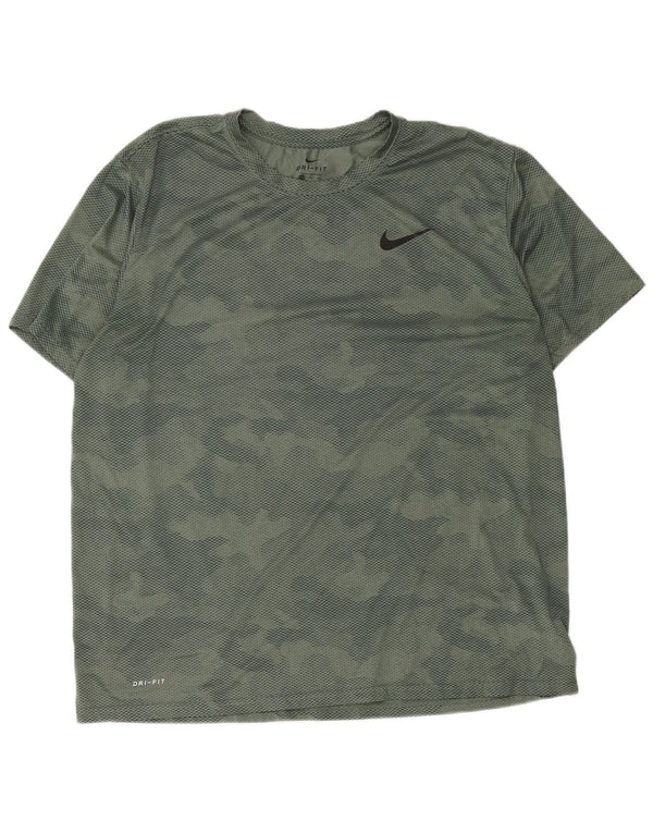 Nike Dri Fit majica kratkih rukava 2XL zeleni kamuflažni poliester